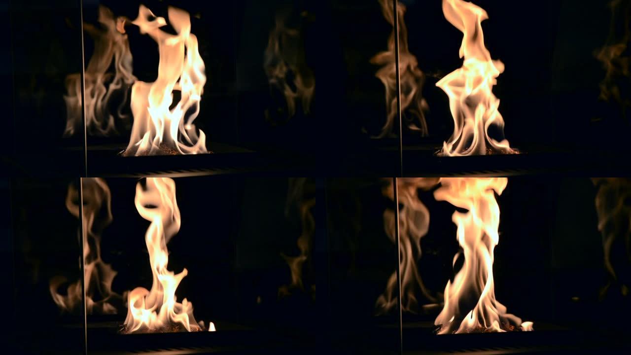 当代生物燃料在乙醇火场壁炉特写。