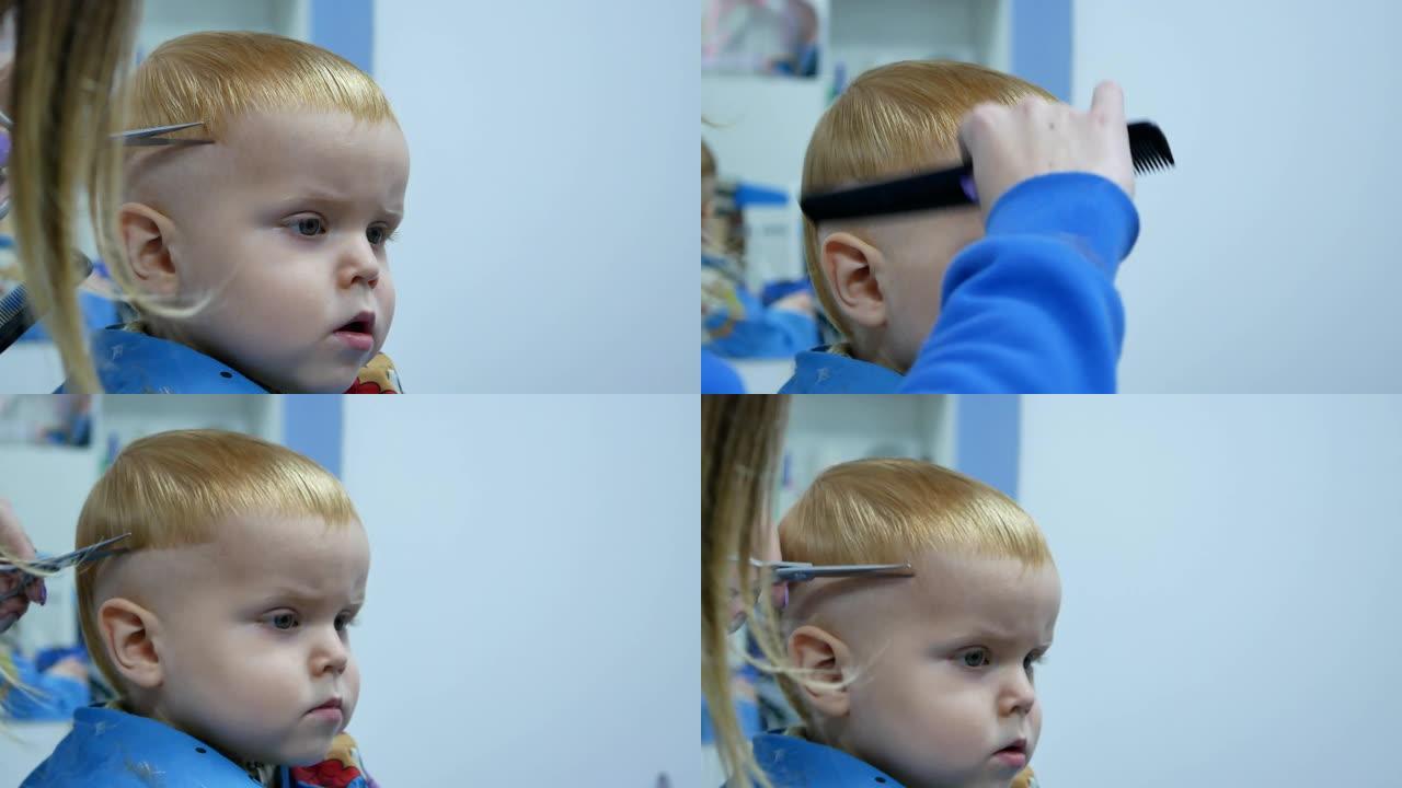 可爱的小2岁的老男孩做他的第一个现代发型