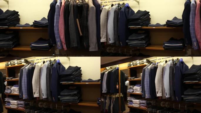男士服装店的各种不同西装夹克