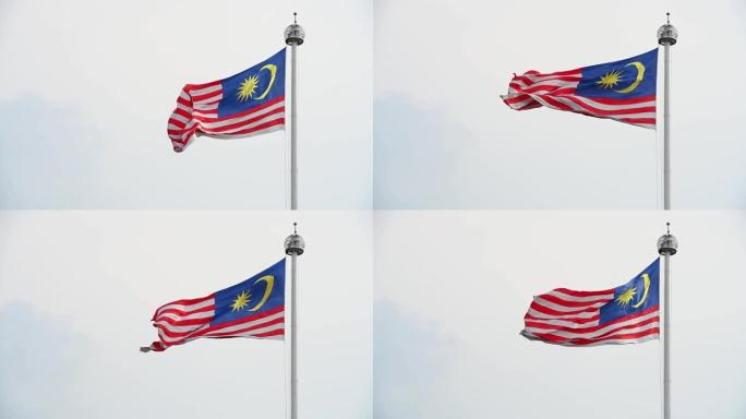 在天空中挥舞着马来西亚国旗