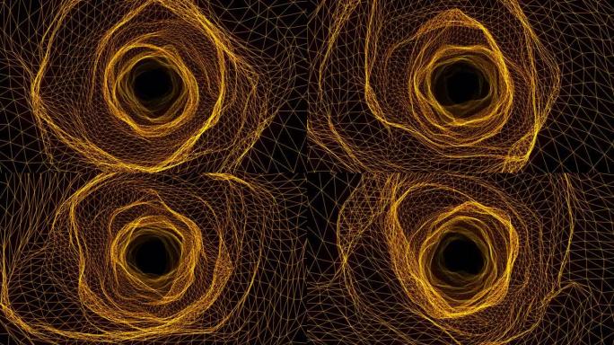 黑洞数字空间2-琥珀色橙色线-运动图形-10秒无缝循环