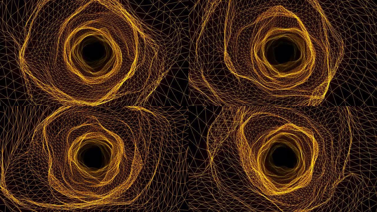 黑洞数字空间2-琥珀色橙色线-运动图形-10秒无缝循环