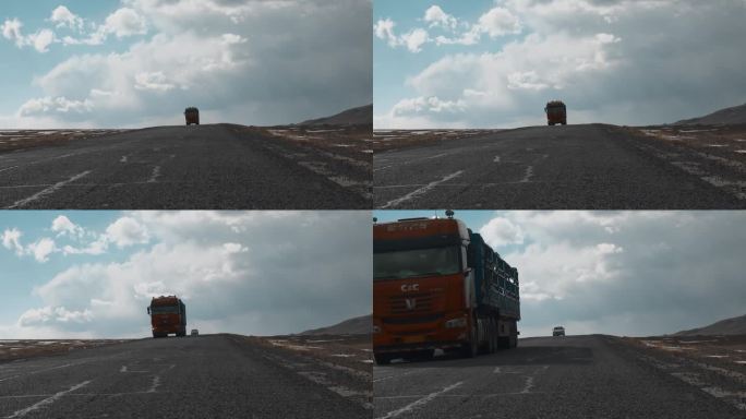 西藏旅游风光219国道物流大货车卡车