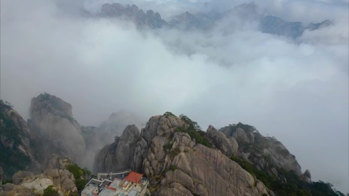 黄山风景区云海航拍延时风景视频素材