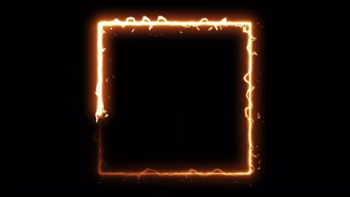 电脑在黑色背景上生成火方。抽象火圈的3d渲染