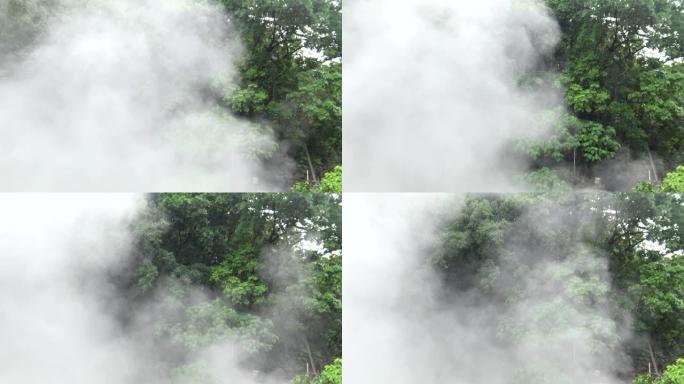 4k，在台湾绿色森林的大型温泉中冒泡