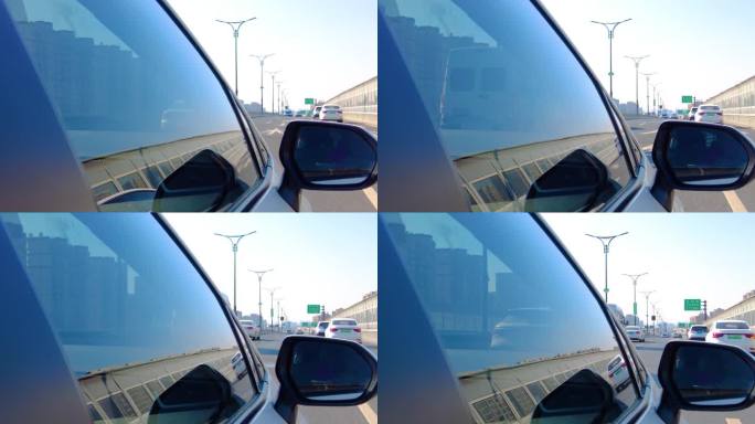 城市汽车开车第一视角后视镜视频素材40