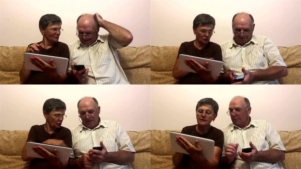 有魅力的成年女性和成年男性在平板电脑上与家人进行视频通话。