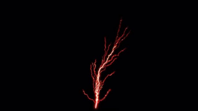 黑色背景上的红色闪电隔离。