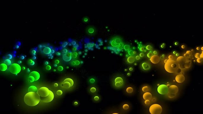 抽象彩球运动背景。空间中发光的彩色球体