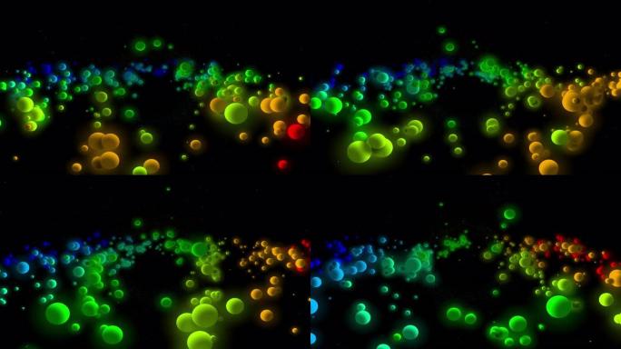 抽象彩球运动背景。空间中发光的彩色球体