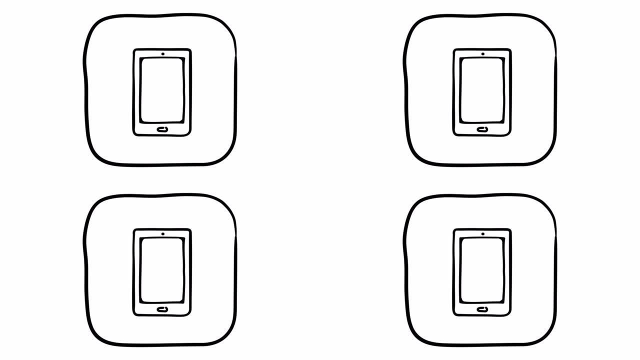图标智能手机白板动画4k镜头