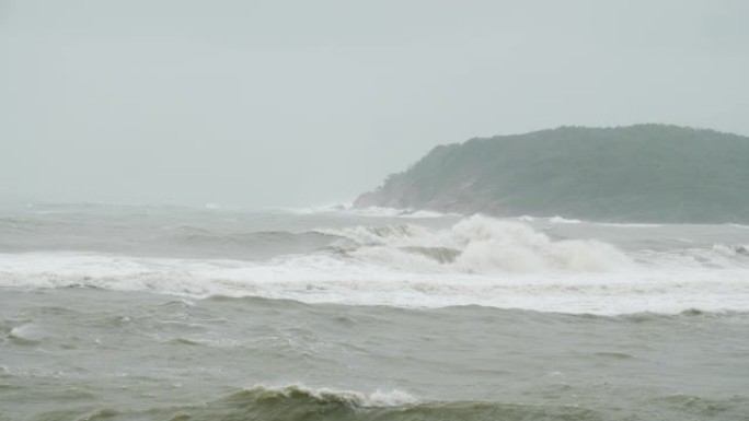苏梅岛风暴雨天海岸线全景4k泰国