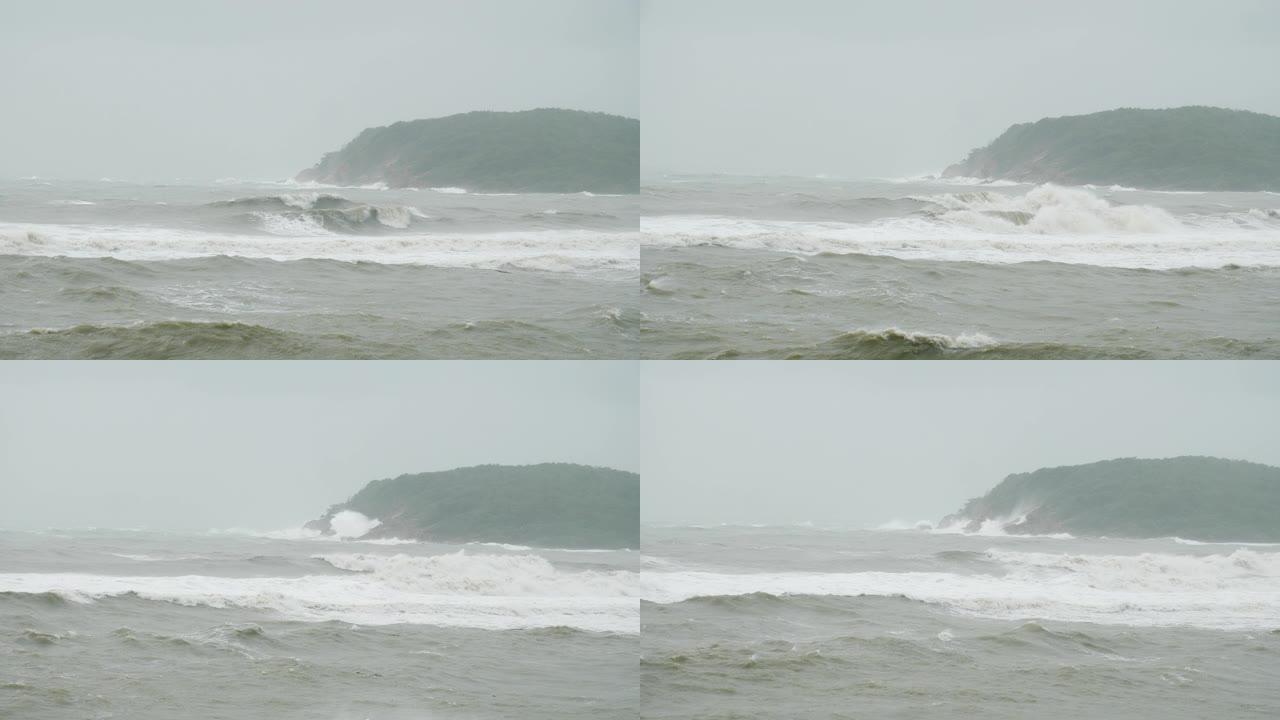 苏梅岛风暴雨天海岸线全景4k泰国