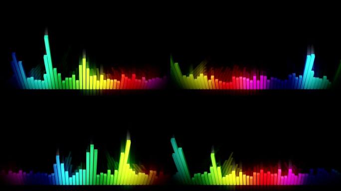 音频彩色波浪动画。来自均衡器的声波。脉冲音乐播放器。未来主义数字声波概念。循环背景。