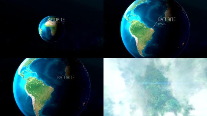 巴西-巴图利特-从太空到地球的缩放
