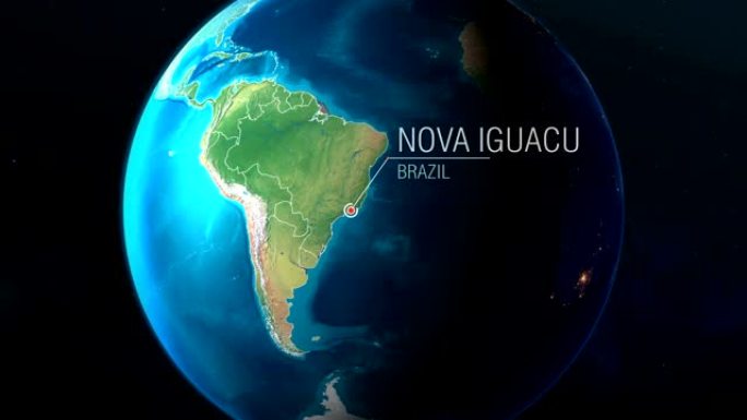 巴西-新星伊瓜苏-从太空到地球的缩放