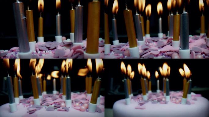 4k极端特写蜡烛蛋糕微距镜头