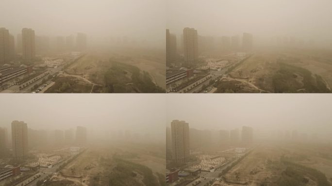 沙尘暴中的城市环境