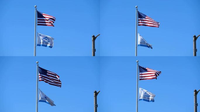 太平洋帕利塞兹加州国旗飘扬