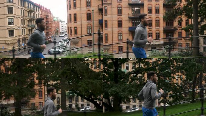男子在公园慢跑
