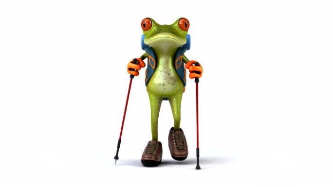 有趣的背包客青蛙行走-3D动画
