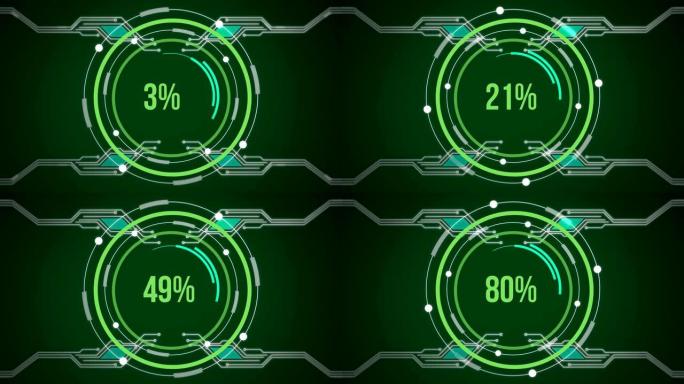 旋转圆圈并在绿色电路板上增加百分比