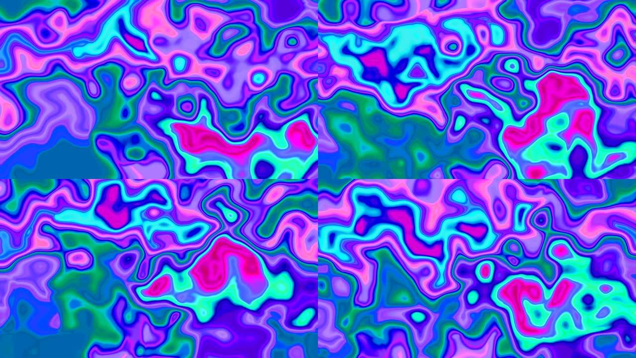 大理石玛瑙石质表面背景视频-彩色青色紫色紫色绿色