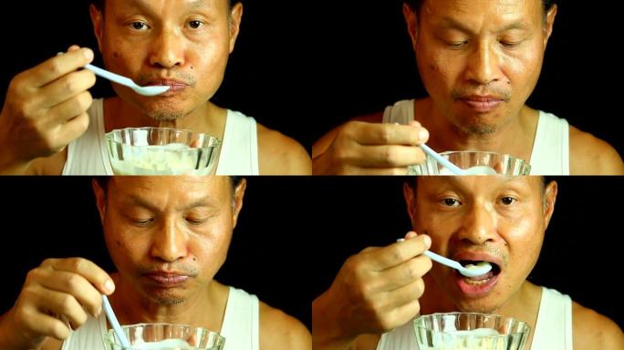 泰国男子吃酸奶