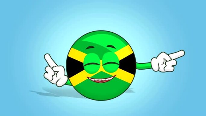 卡通图标旗牙买加脸动画舞蹈与阿尔法哑光