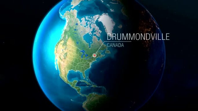 加拿大-德拉蒙德维尔-从太空到地球的缩放
