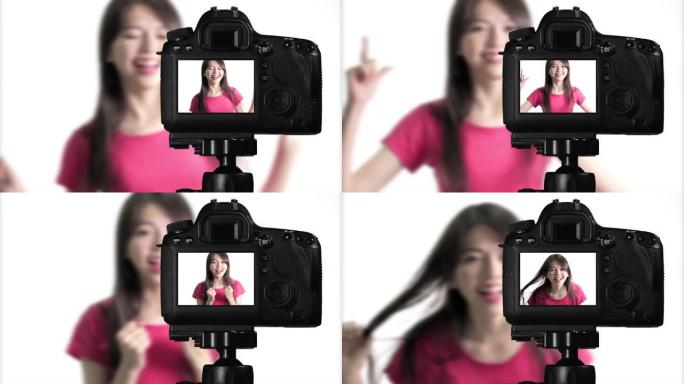 亚洲美女视频博客快乐兴奋的bts相机