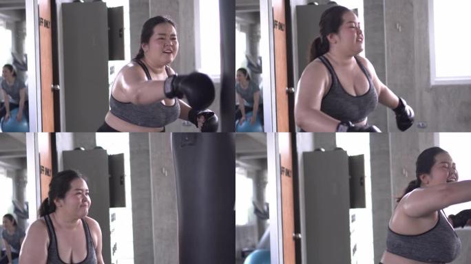 超重的女人是拳击运动