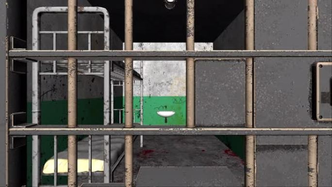 计算机通过酒吧3d渲染背景生成可怕的监狱内部