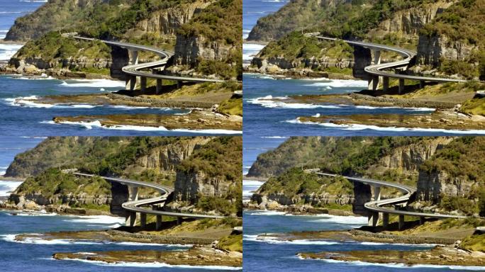 澳大利亚新南威尔士州南海岸斯坦威尔公园附近的海崖大桥，股票视频