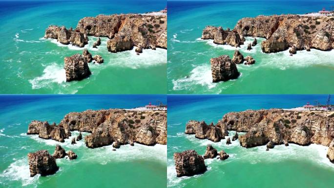 葡萄牙拉各斯庞特皮埃达德天然岩石的天线