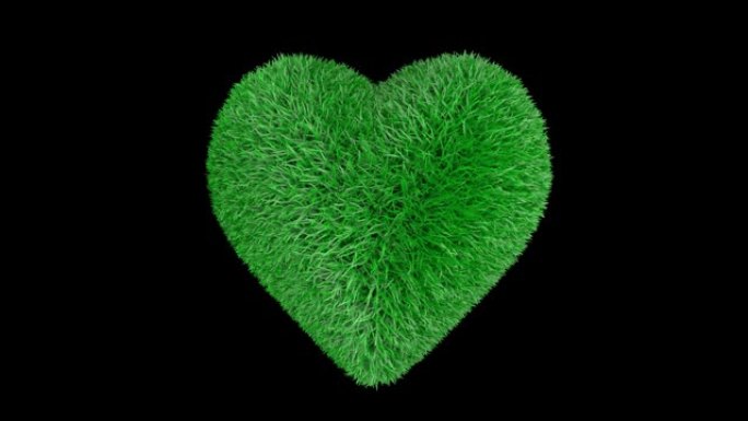 Heart of fresh green grass beating. 3D animation