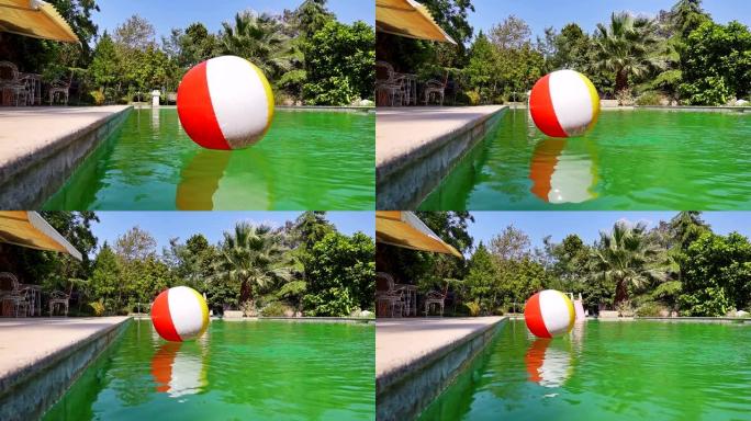 游泳池上的充气球