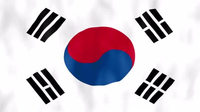 风背景中挥舞着逼真的韩国国旗