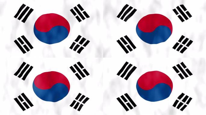 风背景中挥舞着逼真的韩国国旗