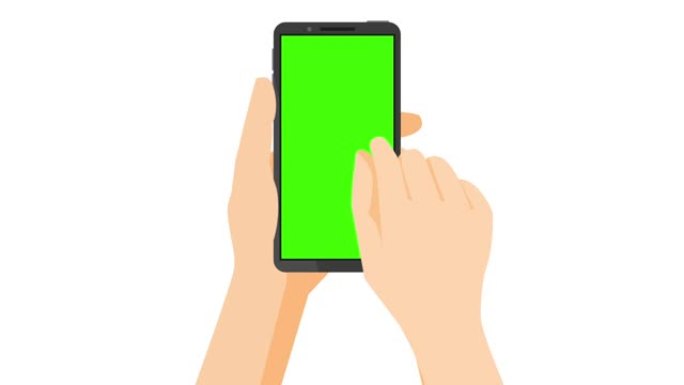 智能手机触摸屏在绿色屏幕上点击，滑动和传播手势