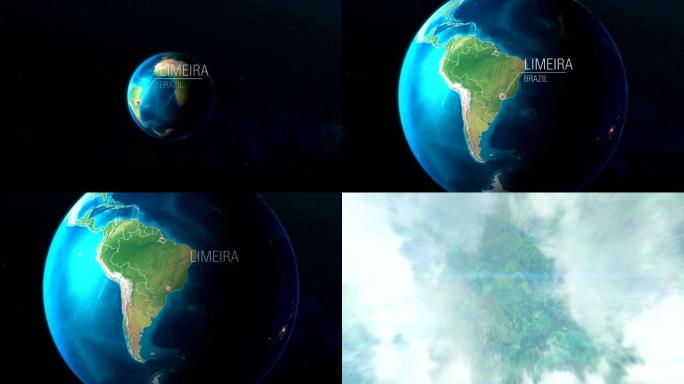 巴西-Limeira-从太空到地球的缩放