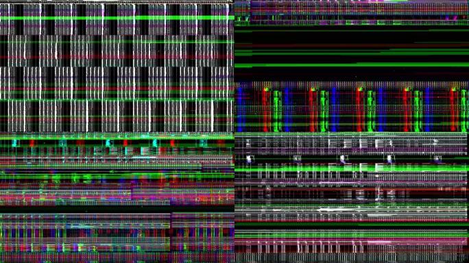 摘要快速彩色毛刺干扰屏幕噪声静态电视。条纹背景。数字抽搐。错误视频损坏。技术问题。监视器屏幕坏了。图