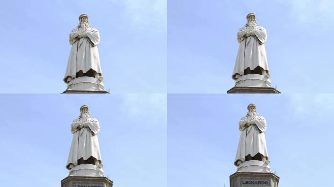 米兰广场上历史悠久的莱昂纳多雕像