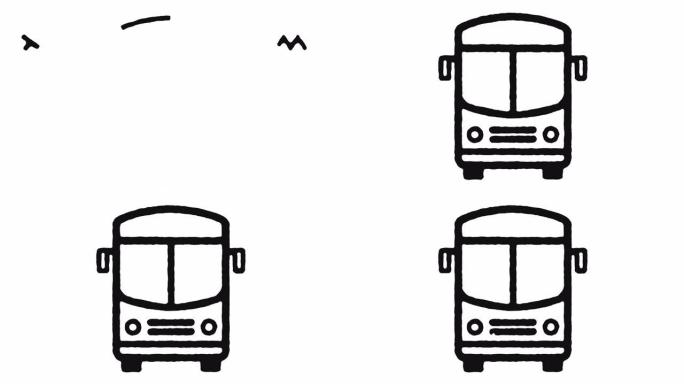 公共巴士图标动画素材 & 阿尔法频道