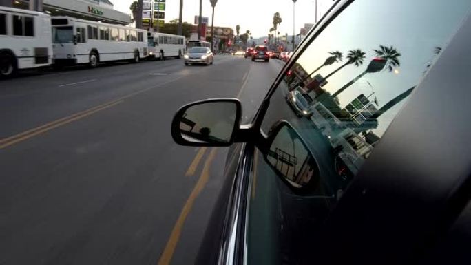 洛杉矶侧窗视图反射黄昏荷兰角三