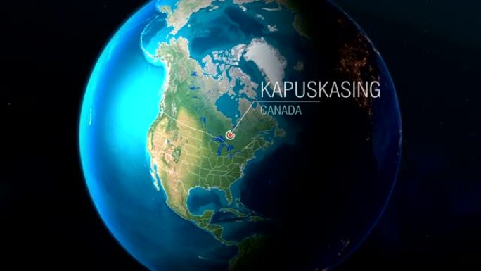 加拿大-卡普斯卡辛-从太空到地球的缩放