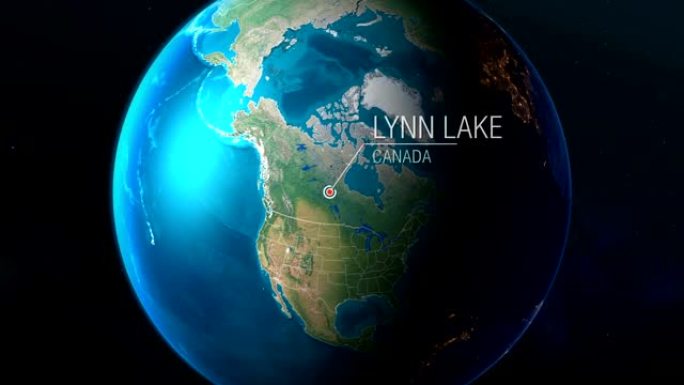 加拿大-林恩湖-从太空到地球的缩放