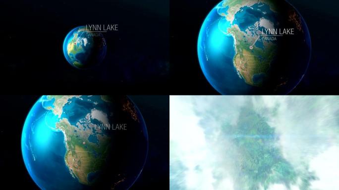 加拿大-林恩湖-从太空到地球的缩放