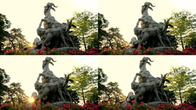 广州越秀公园内的五只山羊雕像